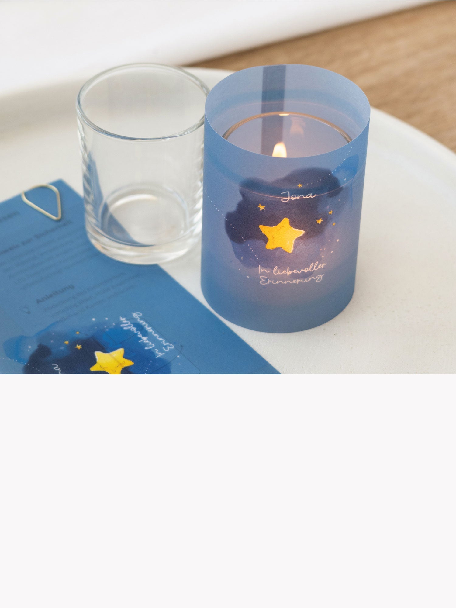 Kollektion Sternenkinder + Trauer: Lichthüllen und Windlichter als Andenken und Trauergeschenk
