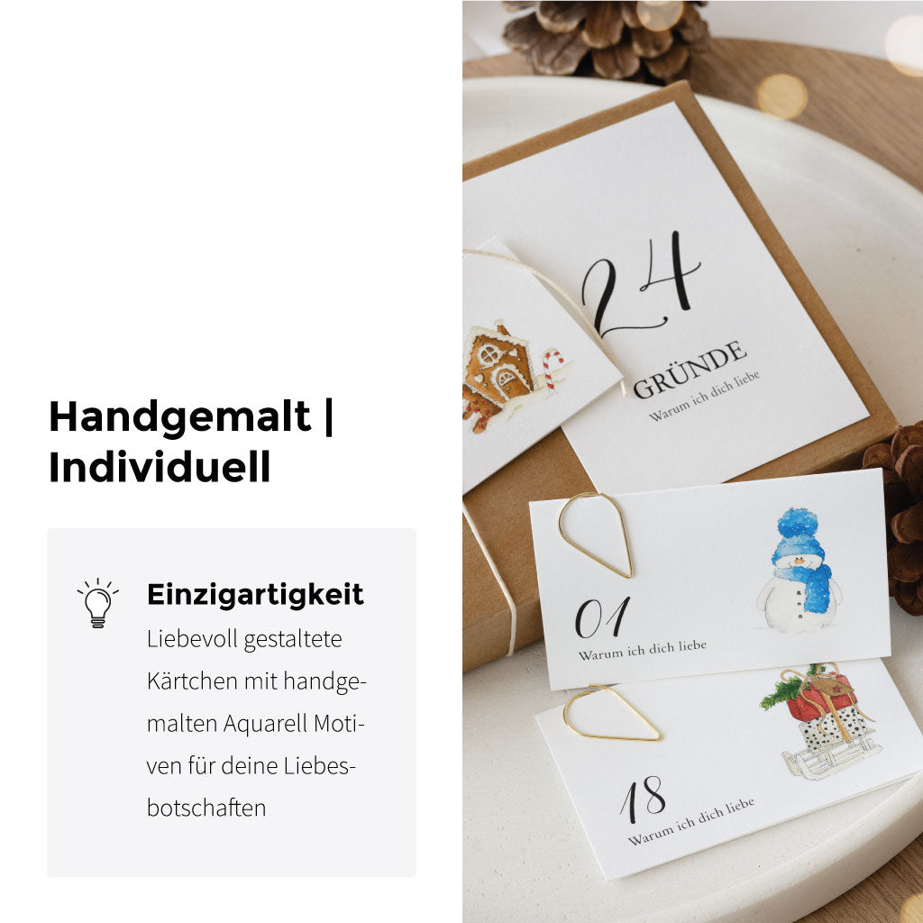 Handgemalte Aquarell Motive auf jedem Brief