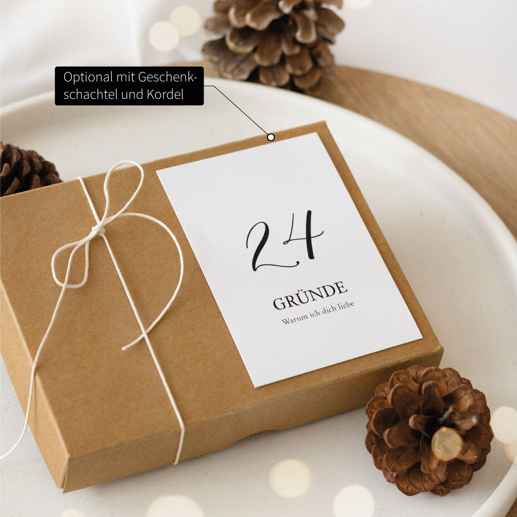 Optional mit Geschenkschachtel aus Kraftkarton und beiger Kordel