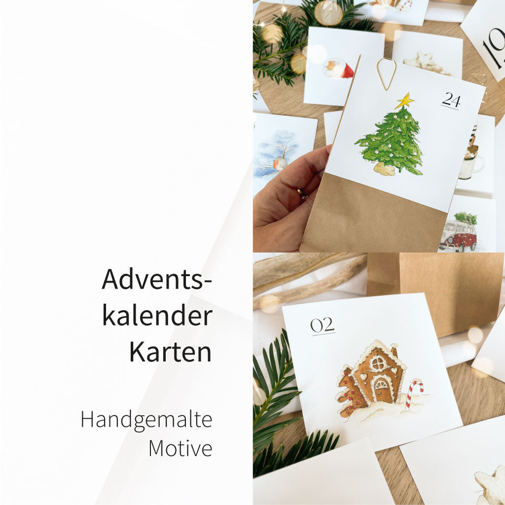 Karten mit handgemalten Aquarell Motiven