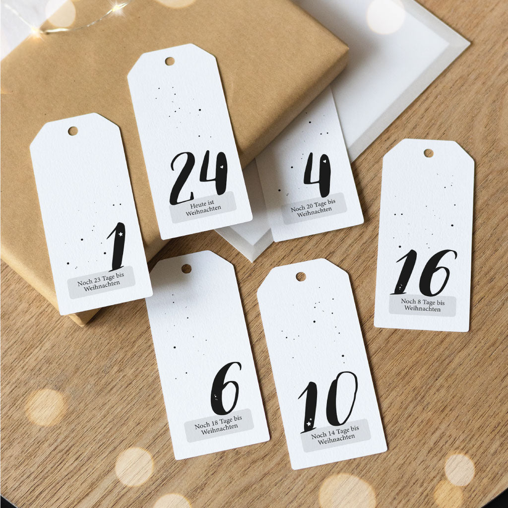 24 Adventskalender Anhänger mit Countdown bis Weihnachten