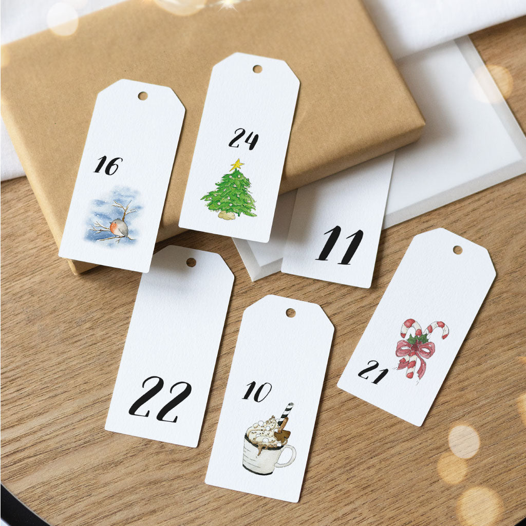 Zahlen Anhänger mit weihnachtlichen Bildmotiven