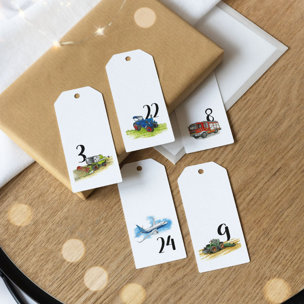 24 Anhänger zum Adventskalender selbst basteln im Set