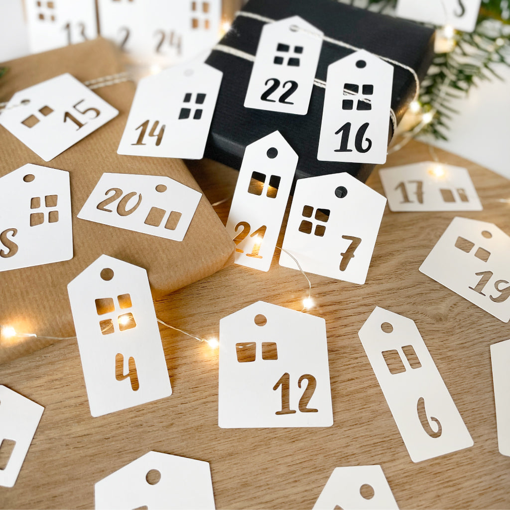 Zahlen Anhänger für Tütchen Kalender oder kleine Weihnachtsgeschenke
