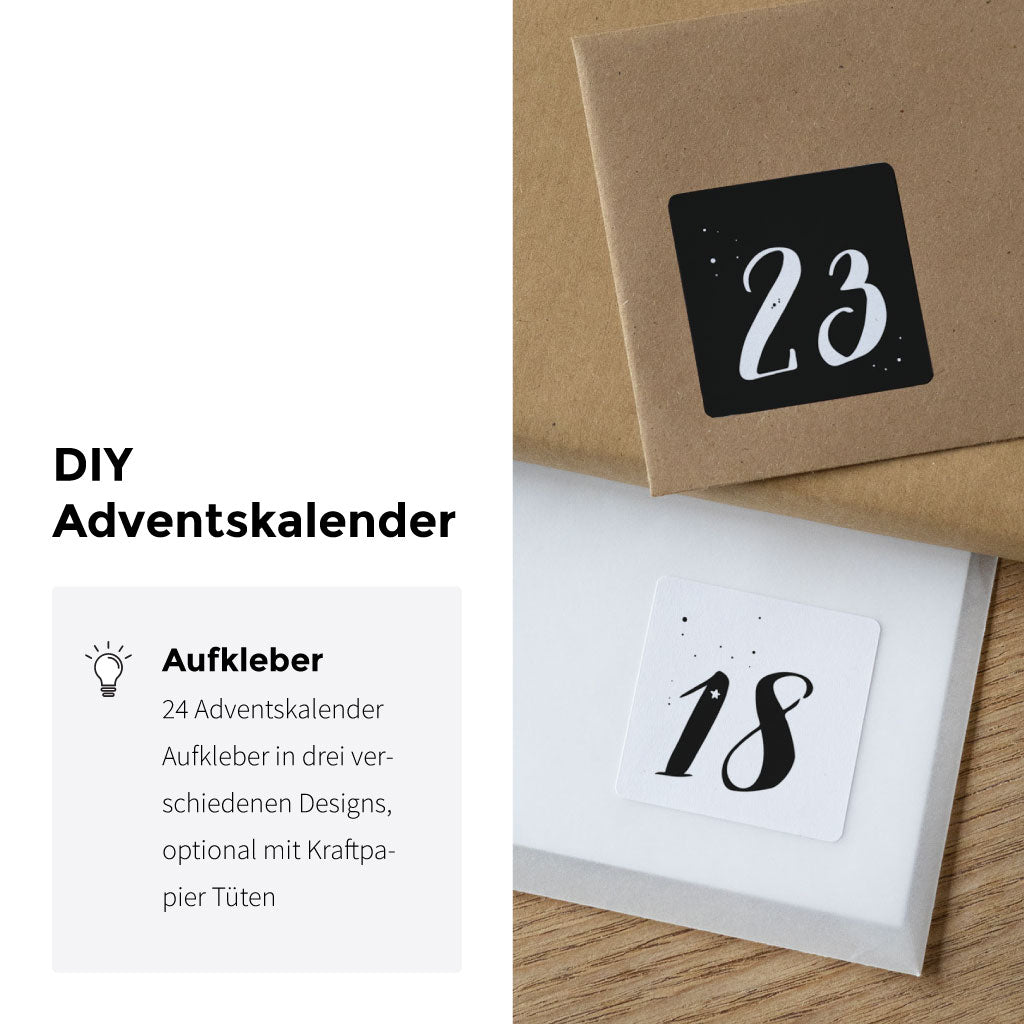 Moderne schlichte Zahlen Ziffern für individuellen Adventskalender