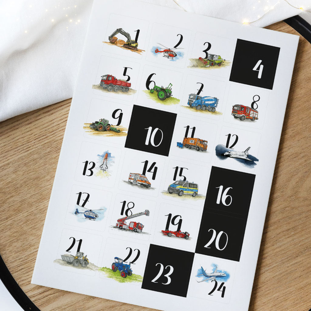 Stickerbogen in DIN A4 Größe liegt auf weihnachtlicher Deko