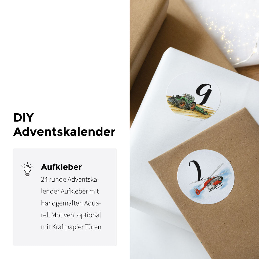 Die Aufkleber sind mit handgemalten Aquarell Motiven bedruckt