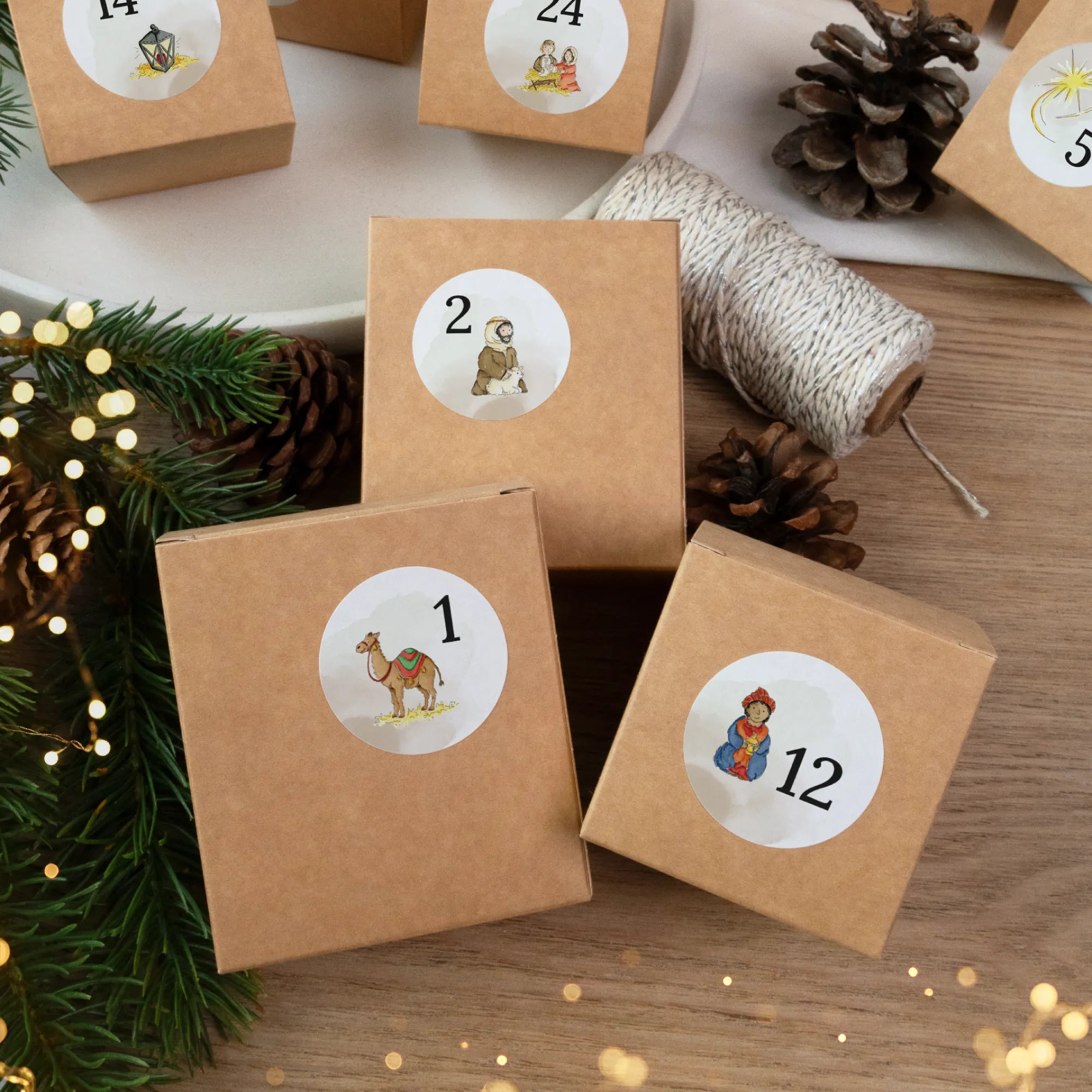 Adventskalender Aufkleber Set zum Basteln - Weihnachtsgeschichte