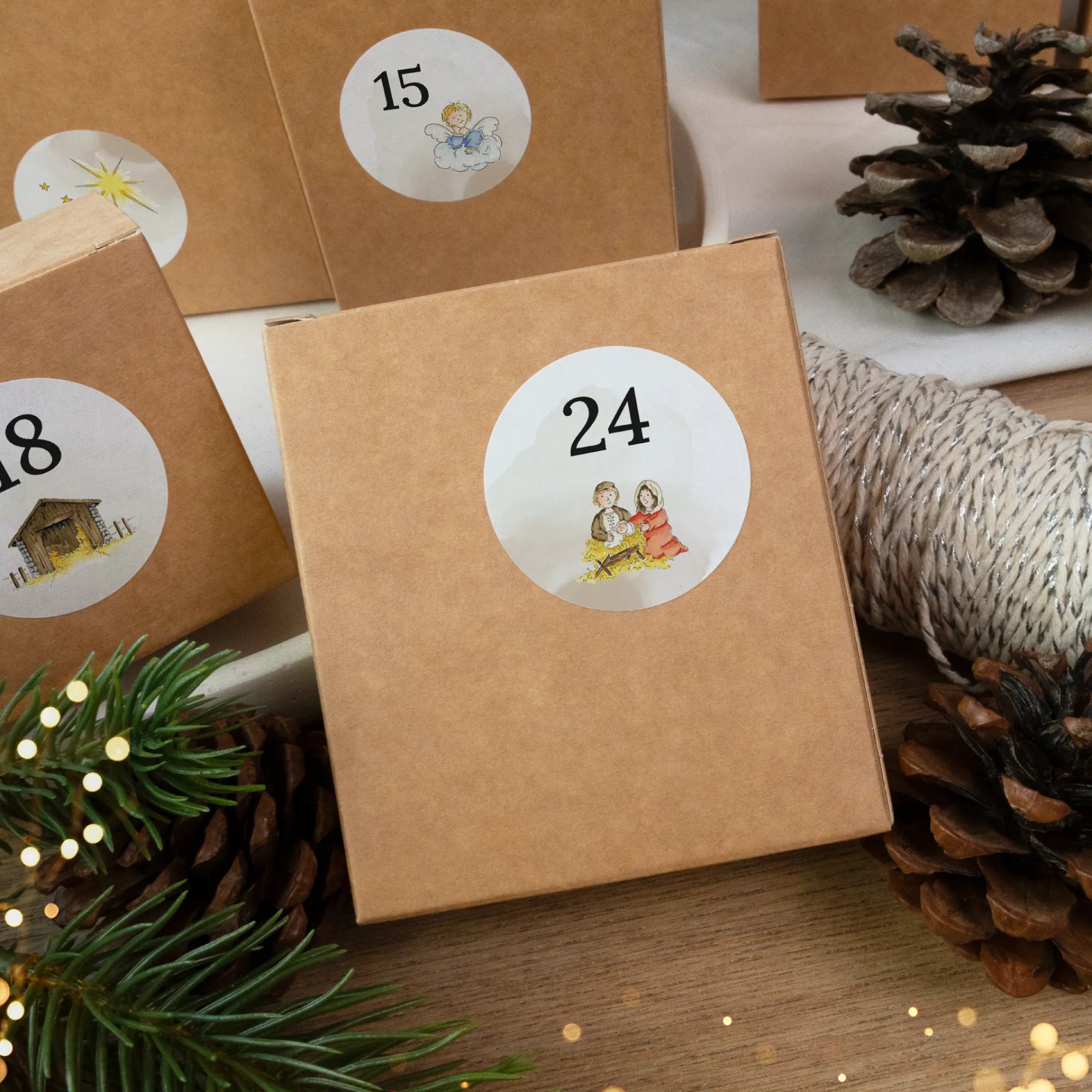 Adventskalender Aufkleber Set zum Basteln - Weihnachtsgeschichte