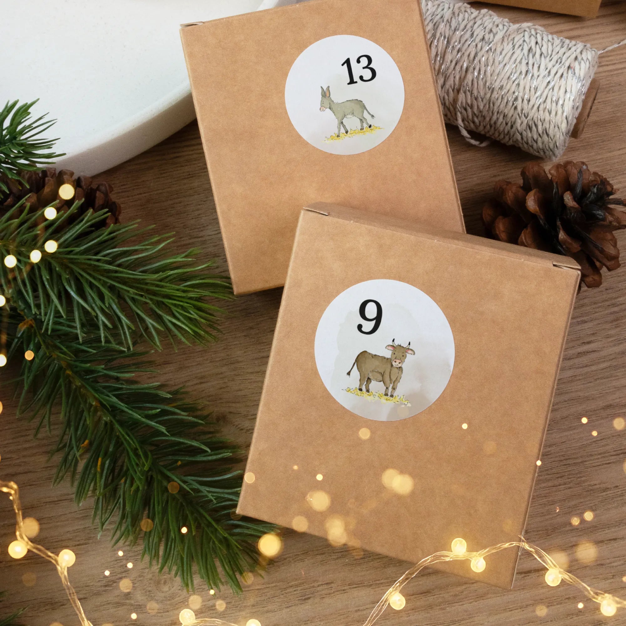 Adventskalender Aufkleber Set zum Basteln - Weihnachtsgeschichte