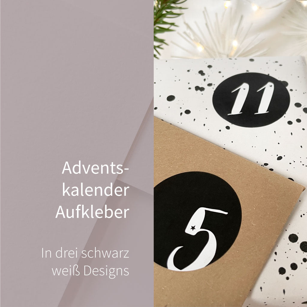 Weihnachtskalender basteln mit Zahlen Aufklebern