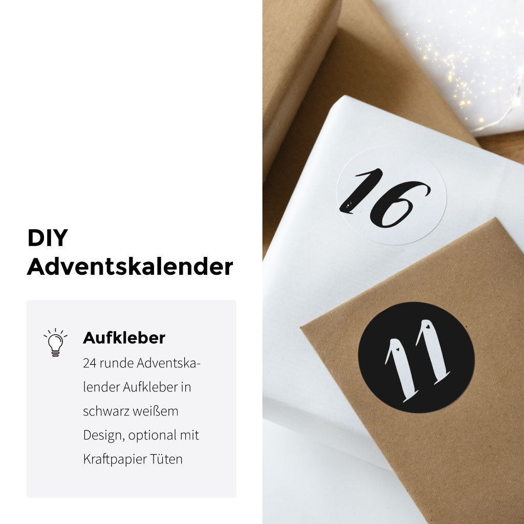 Zahlen Sticker in schwarz, weiß oder als Mix
