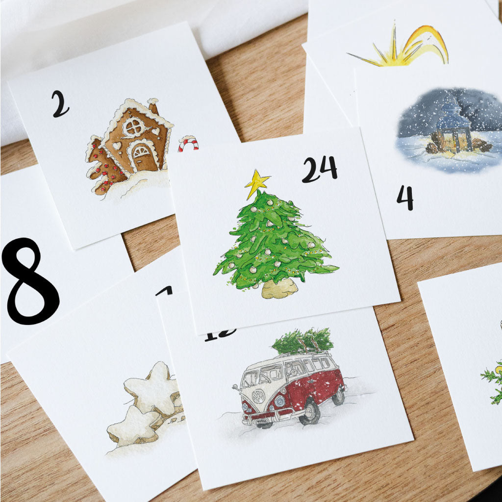 Karten mit handgemalten Aquarell Motiven