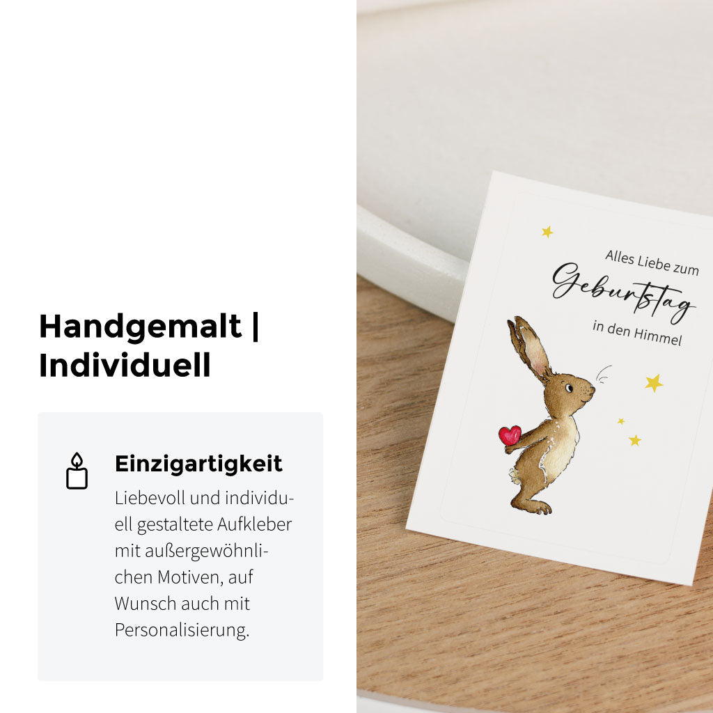 Handgemaltes Aquarell Motiv mit Hase und Herz