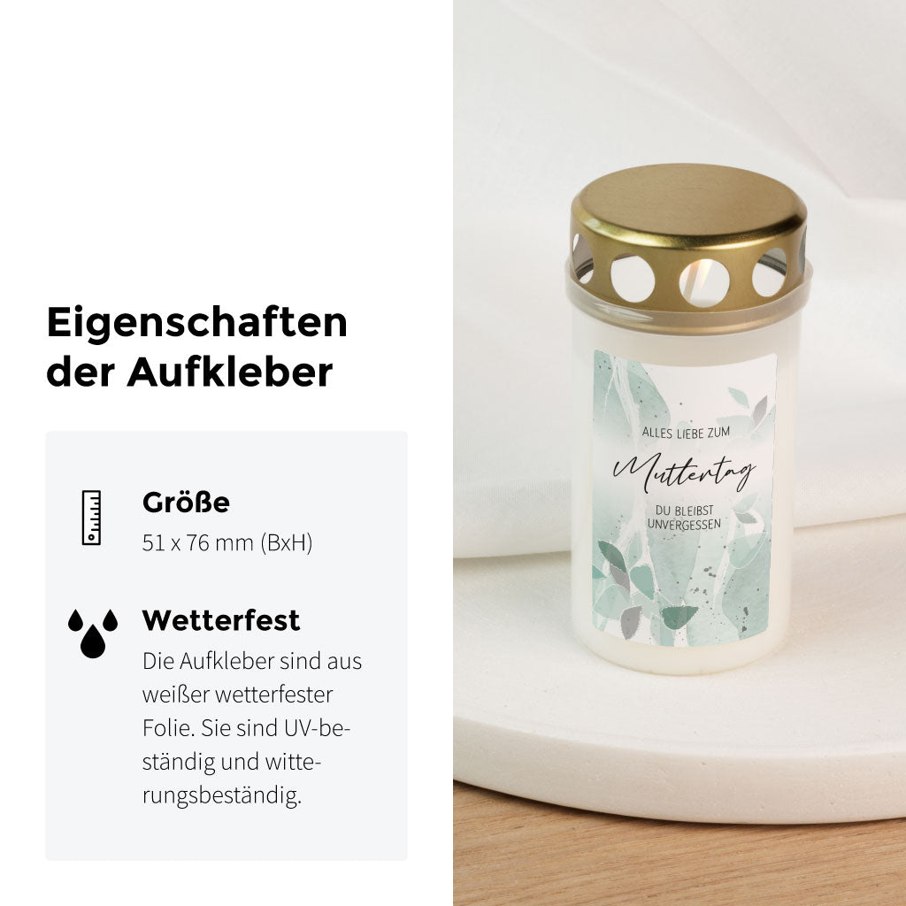 Wetterfester Folien Sticker zum Aufkleben auf Grablicht