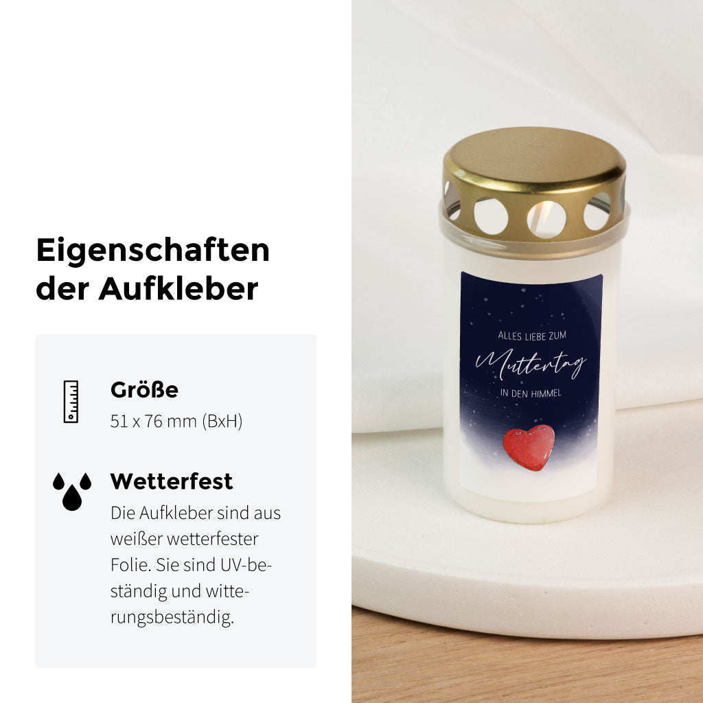 Wetterfester Folien Sticker zum Aufkleben auf Grablicht