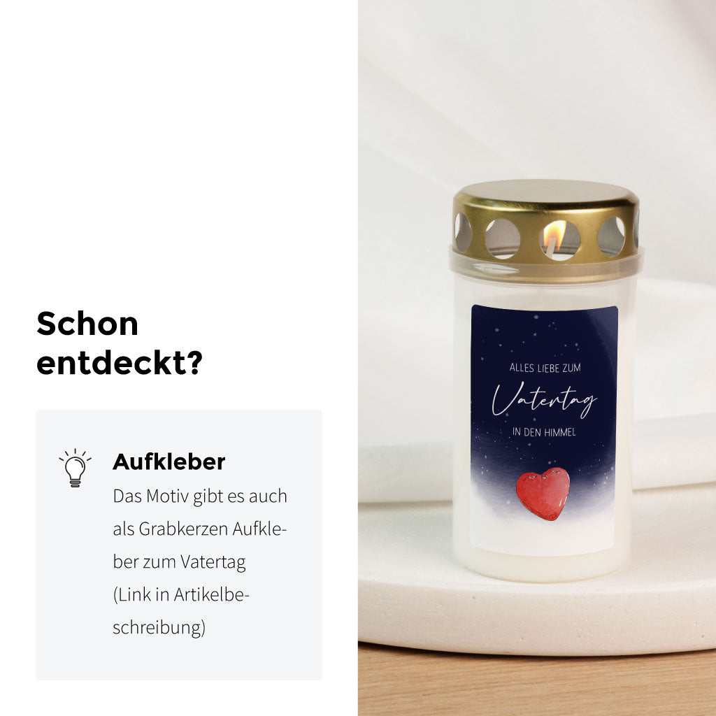 Das Motiv gibt es auch als Grabkerzen Aufkleber zum Vatertag