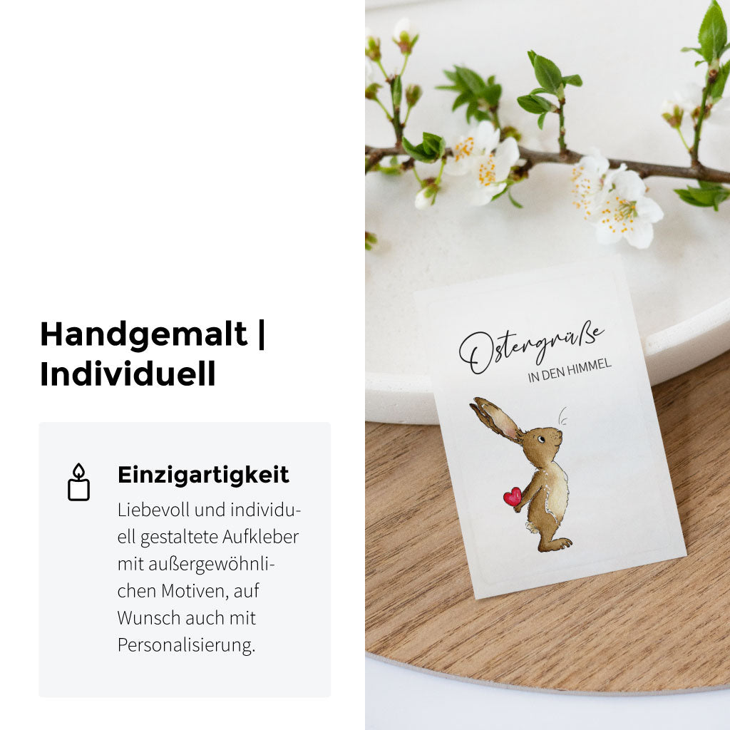 Handgemaltes Aquarell mit Osterhase und Herz