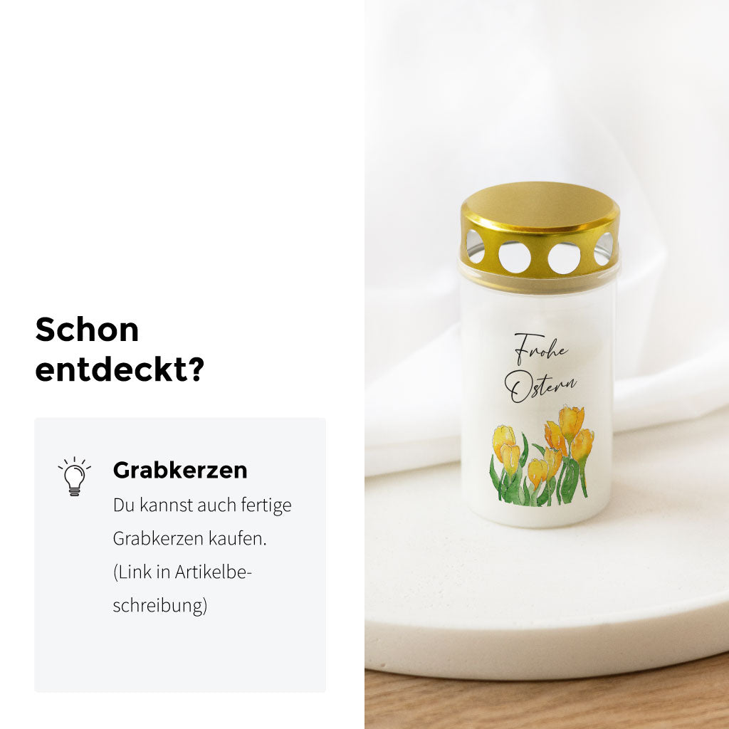 Es gibt auch komplette Grablichter zu kaufen