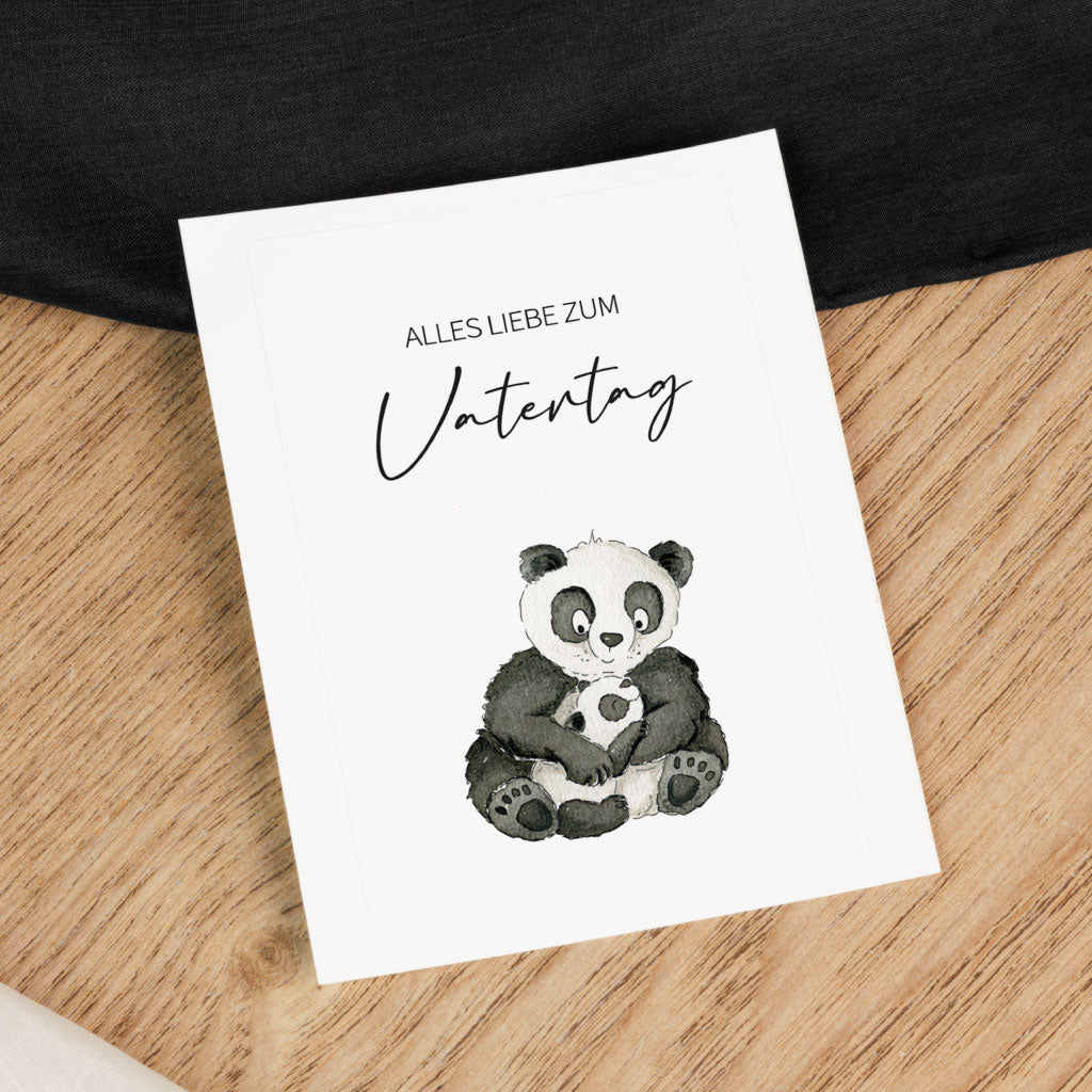 Handgenaltes Aquarell Motiv mit Baby und Papa Panda Bär