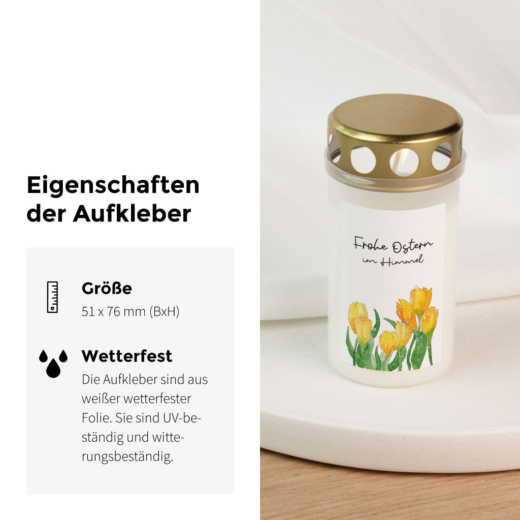 Wetterfester personalisierbarer Aufkleber für Friedhofskerzen
