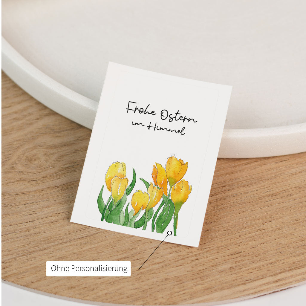 Aufkleber ohne Namen mit Aufdruck: Frohe Ostern im Himmel