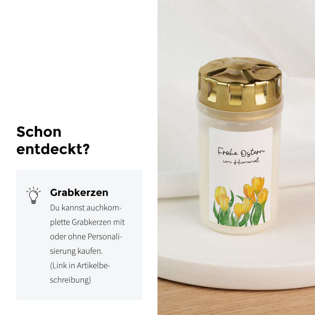 Es gibt auch fertige Grabkerzen für Ostern im Shop