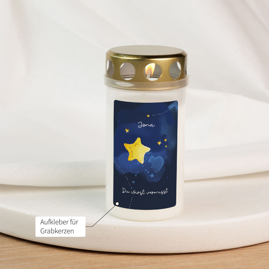 Personalisierbarer Sticker für Grablicht Sternenkind