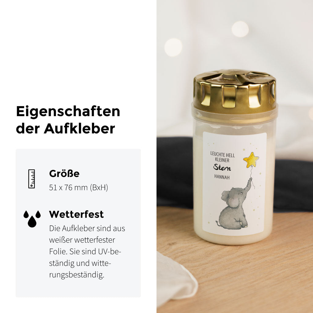 Wetterfester weißer Folienaufkleber mit Name und Zitat