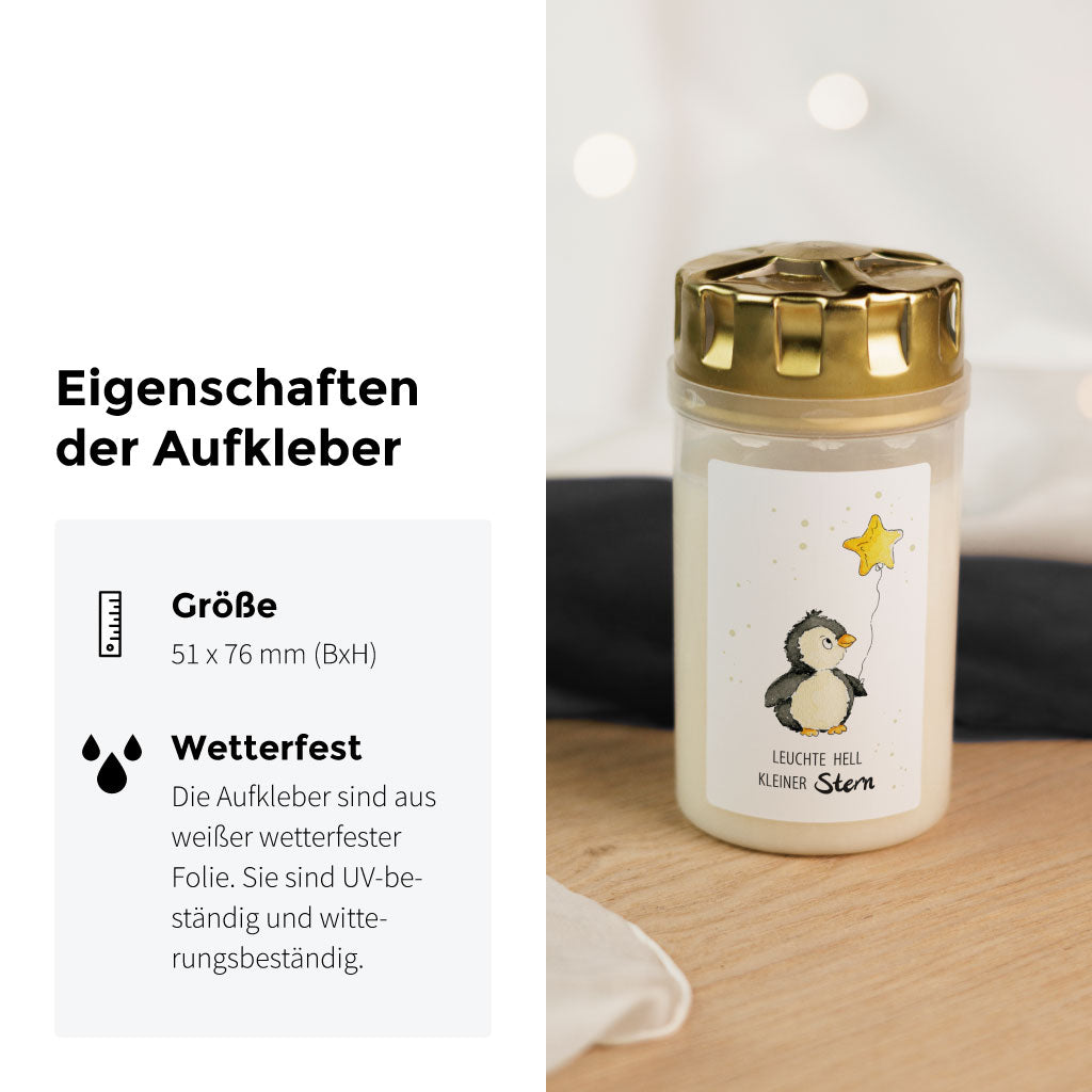 Wetterfester weißer Folienaufkleber mit Name und Zitat