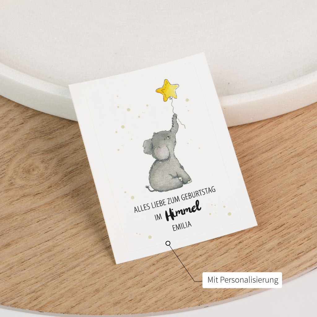 Aufkleber mit personalisiertem Name zum Andenken am Geburtstag