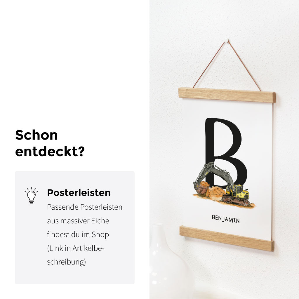 Passende Posterschienen aus Eiche im Shop