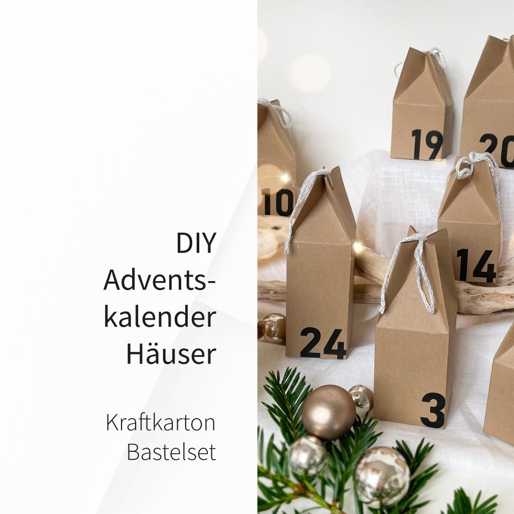 Weihnachtskalender Bastelset Häuser aus Kraftkarton