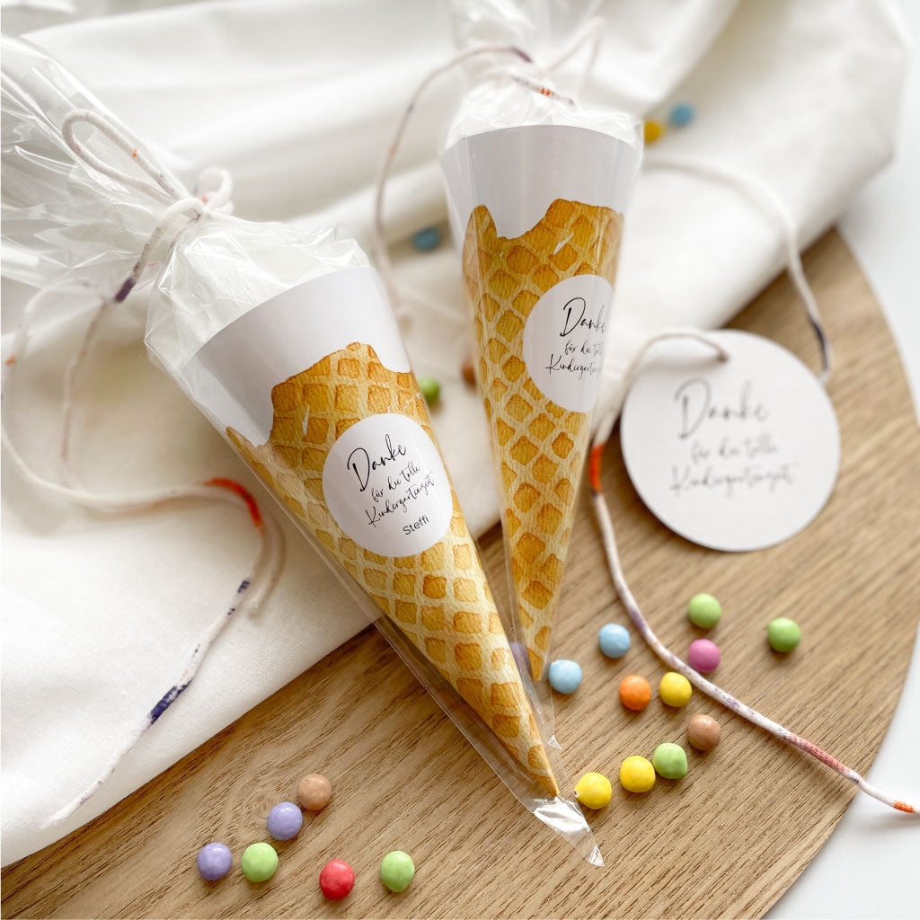 Schultüte für den Kindergartenabschied in Eiswaffel Look