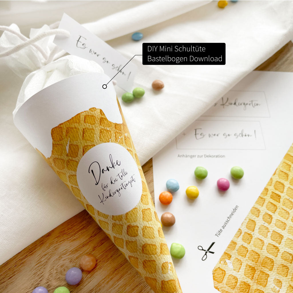 Digitale Datei mit Bastelvorlage, Eiswaffel Look