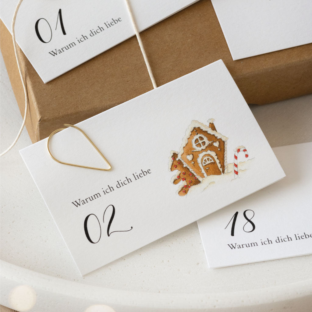 Detail des Briefes mit der Nummer 2, Motiv mit Lebkuchenhaus