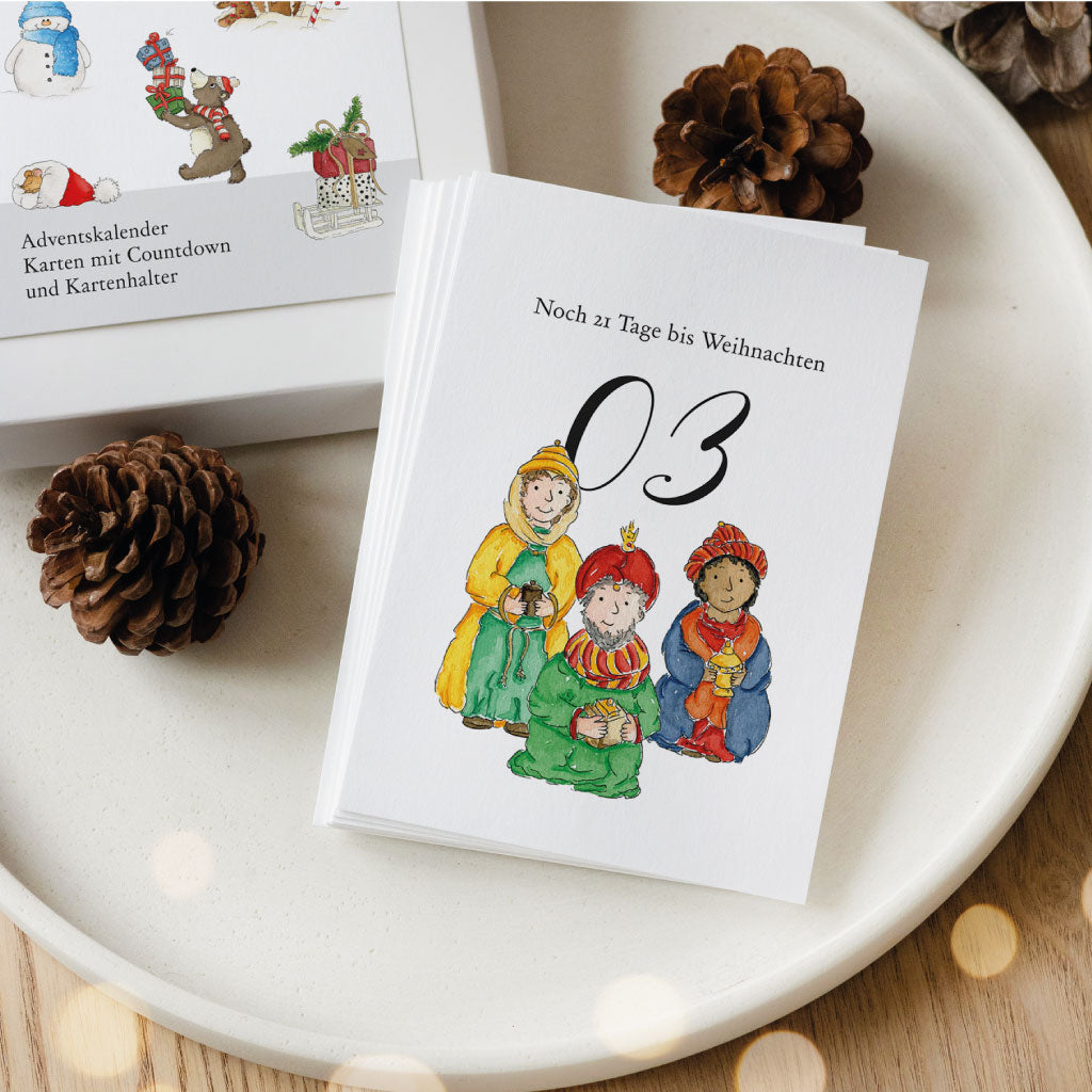 Adventskalender Countdown Karte mit heiligen drei Königen