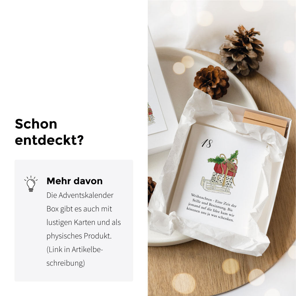 Es gibt die Karten auch als physisches Produkt und mit lustigen Weihnachtssprüchen