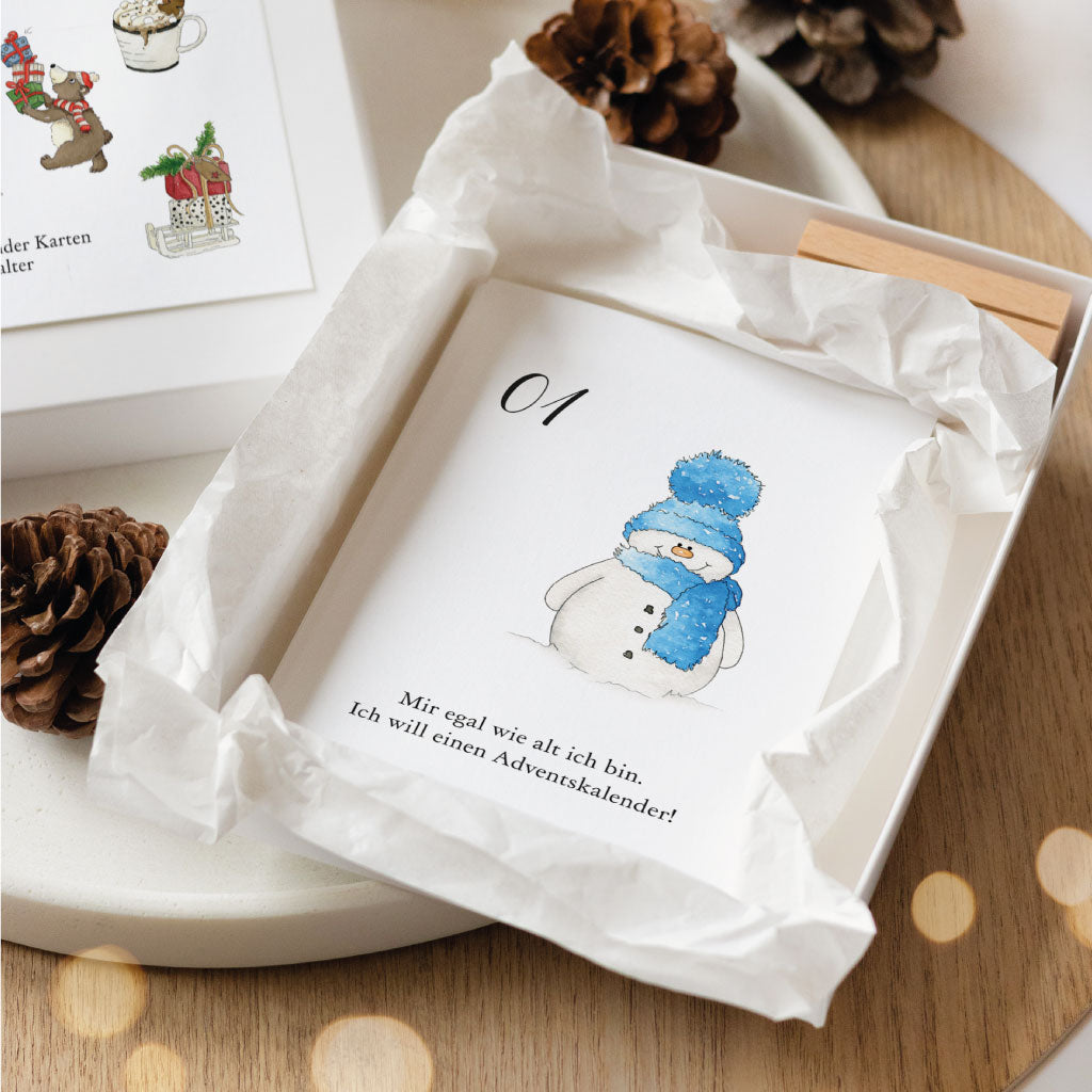 Lustige Weihnachtssprüche mit handgemalten Aquarell Motiven