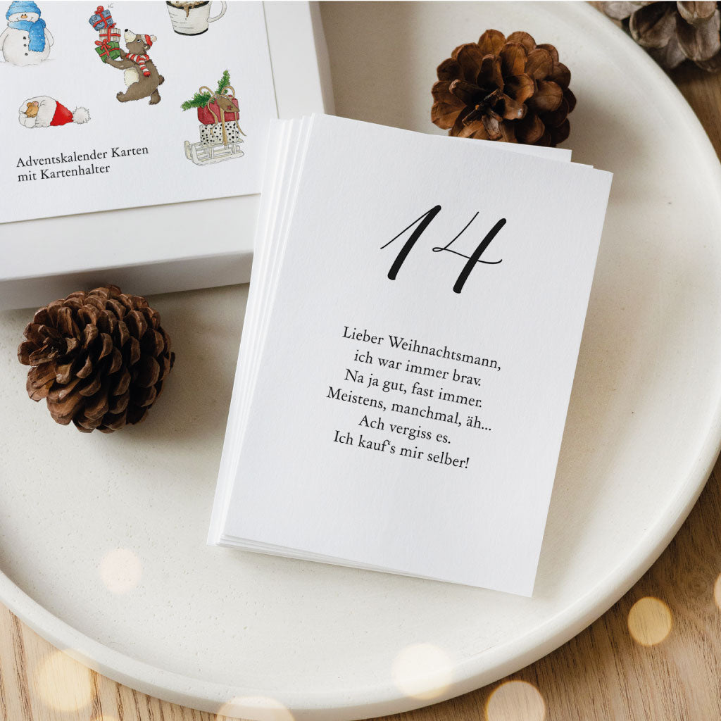 Lustige Weihnachtssprüche auf digitaler Adventskalender Bastelvorlage