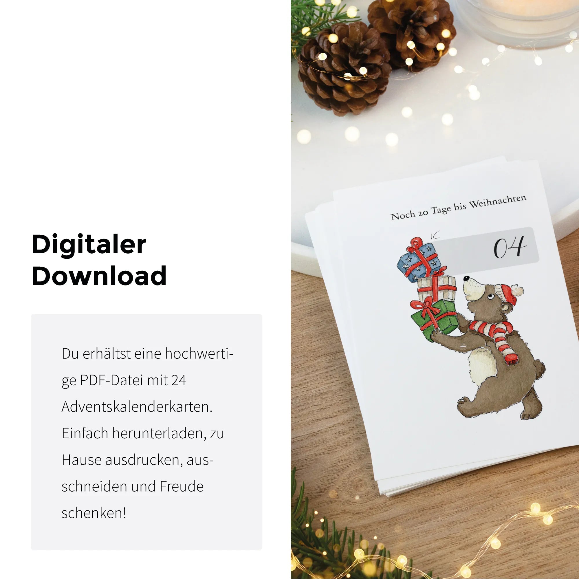 Download Adventskalender Karten - Countdown Weihnachten