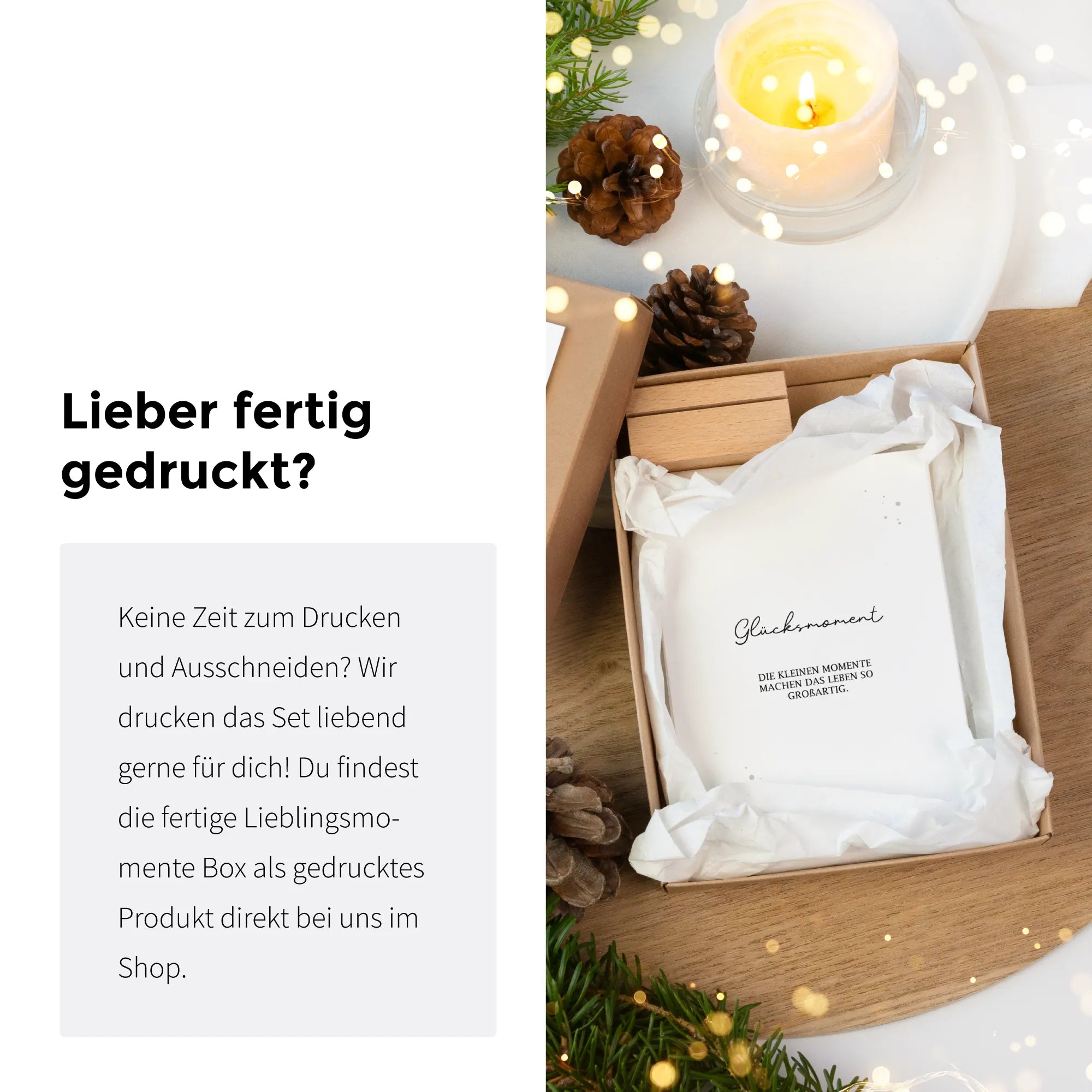 Infografik zur fertig gedruckten Version. Wir bieten die Lieblingsmomente Box auch als physisches Produkt im Shop an.