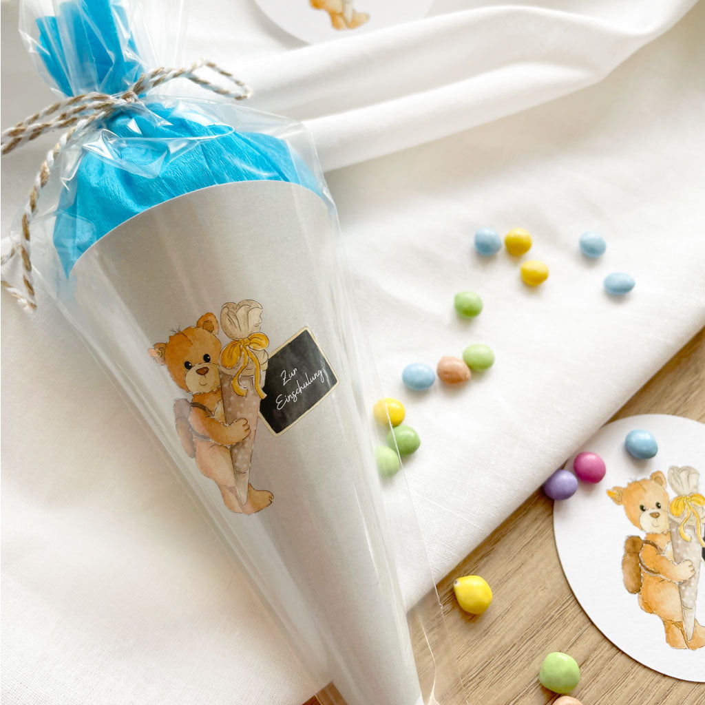 DIY Mini Schultüte als Geschenk zur Einschulung, Download Bastelvorlage