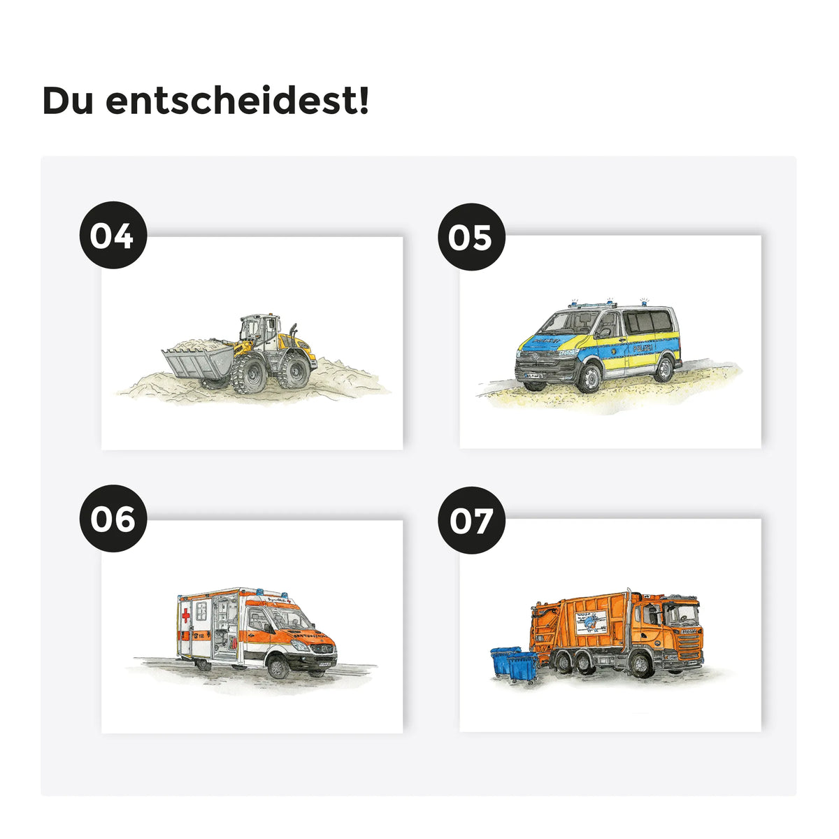 Fahrzeug Poster Sets - Bundle zum selbst zusammenstellen
