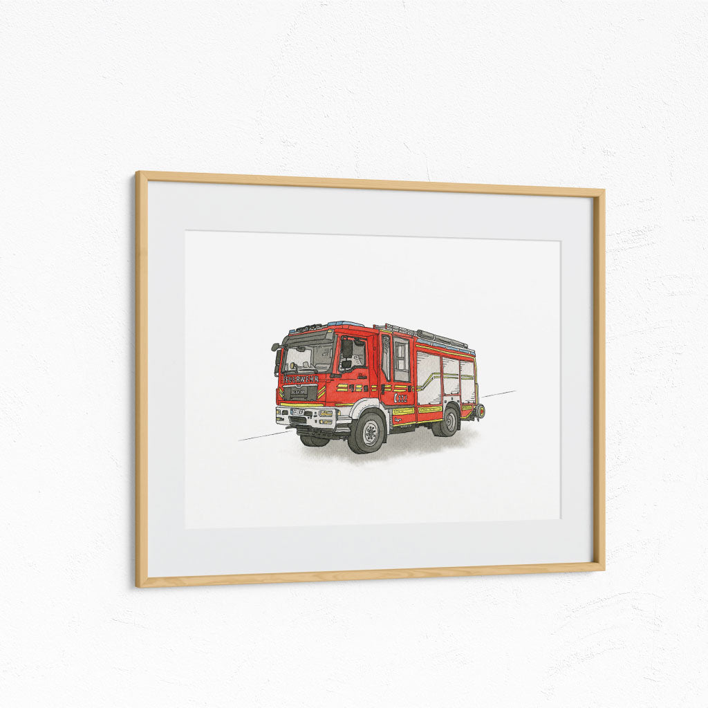 Feuerwehr Löschfahrzeug Poster Kinderbild