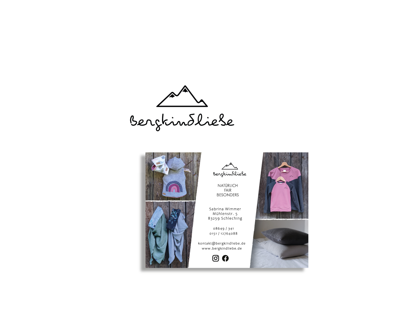 Flyer Referenzen Funkenbunt Visitenkarten Marketing Material Grafikdesign Bergkindliebe