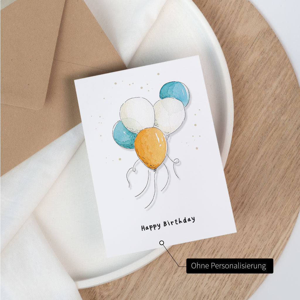 Blaue, orange und weiße Aquarell Luftballons als Motiv