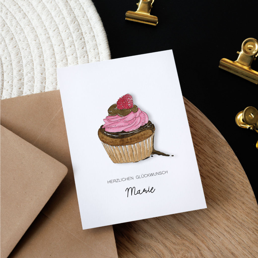 Personalisierte Geburtstagskarte mit Muffin Motiv und Namen