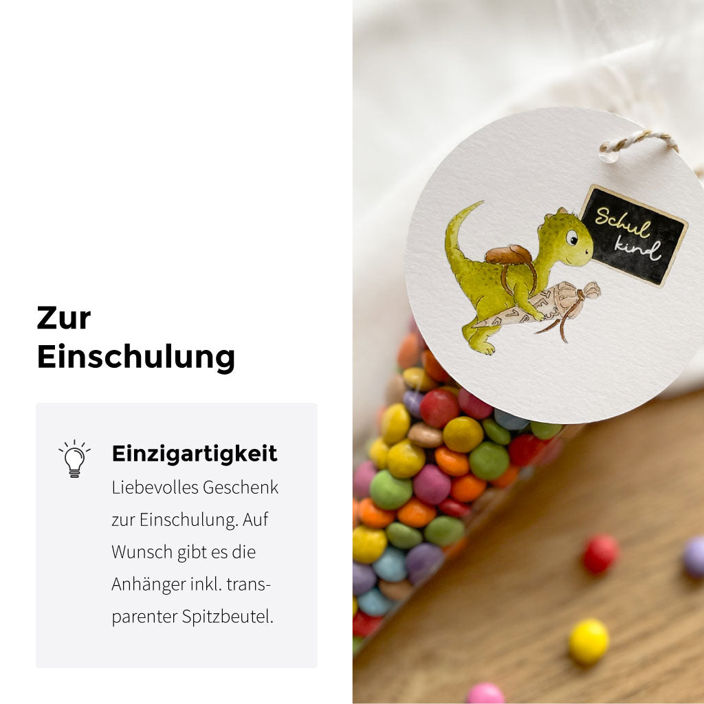 Geschenk zum Schulstart: Anhänger Sets mit transparenten Spitztüten