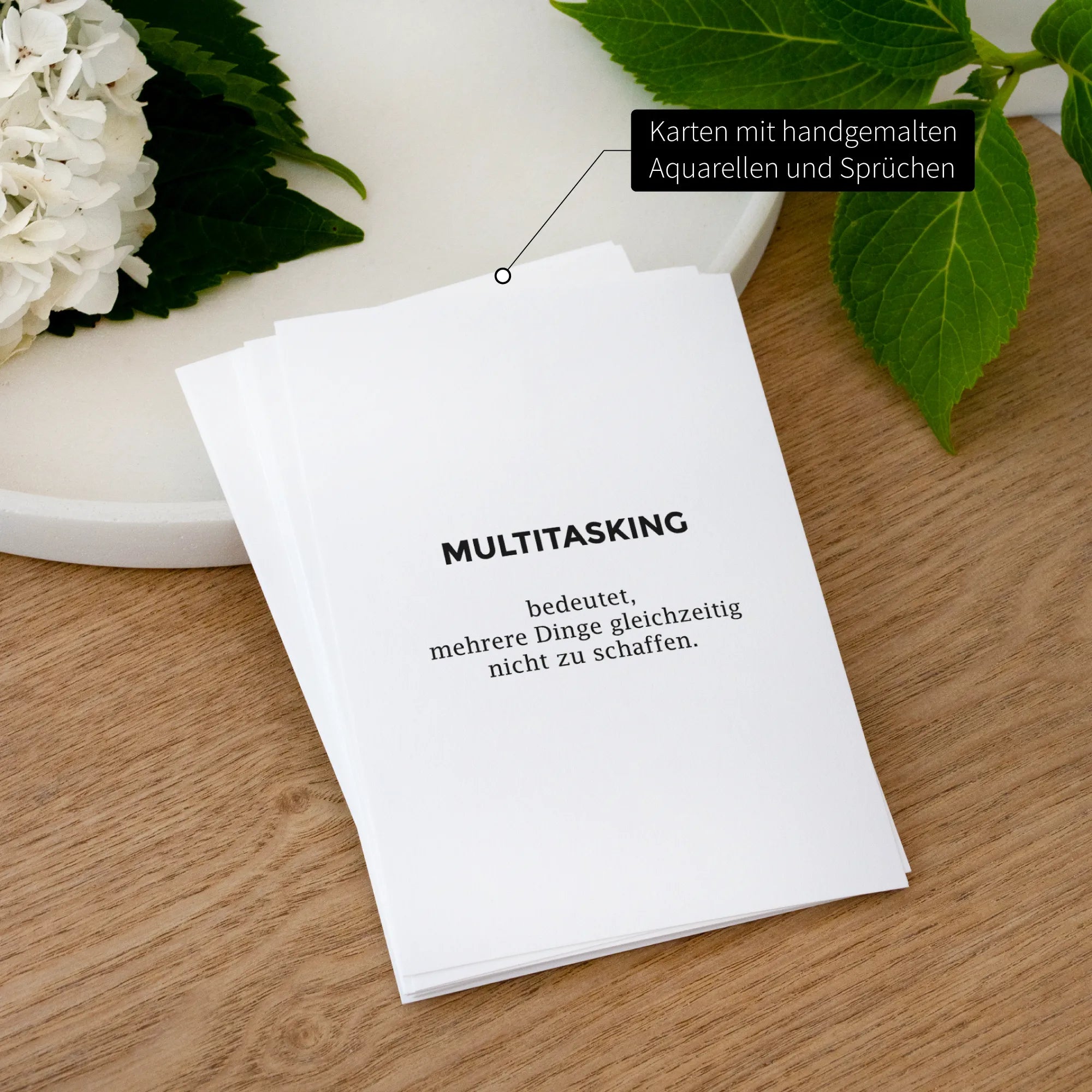 Karte mit humorvollem Spruch Multitasking bedeutet mehrere Dinge gleichzeitig nicht zu schaffen, Geschenk für Kollegin beste Freundin